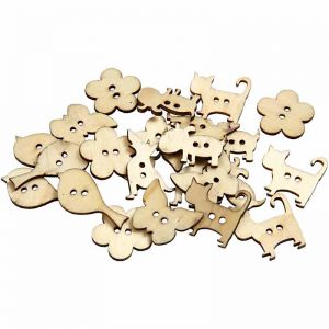 Guzik drewniany Zwierzęta 2.2cm Mix